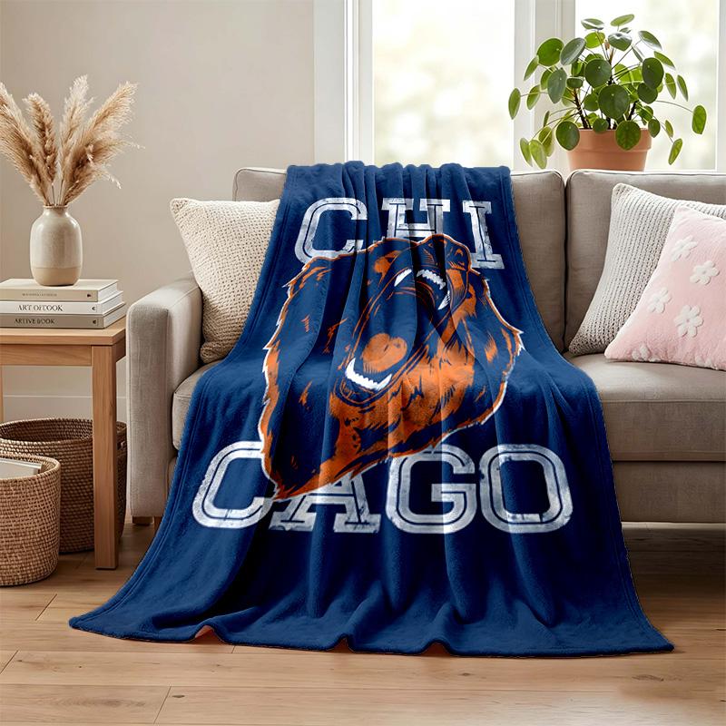 Coperta Chicago Bears Coperta di Flanella Morbida Accogliente Peluche Coperta da Divano Letto Leggera Decorazione per la Casa