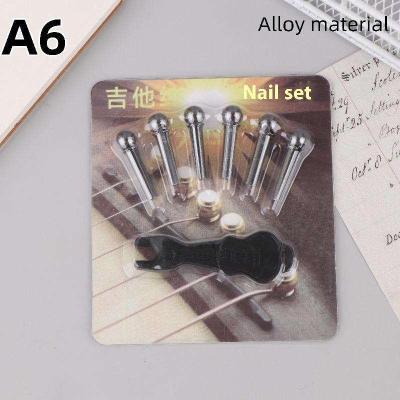 6Pcs Guitar Strings Nail Metal Acoustic Guitar Bridge Pins Brass Fixed Cone Pins String Nut Nails For Guitar Parts Replacement
