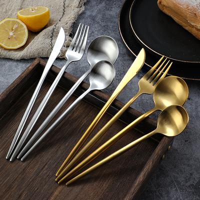 4Pcs Golden Cutlery Set Stainless Steel Knife Fork Spoon Tableware Flatware Set Festival Kitchen Dinnerware Gift