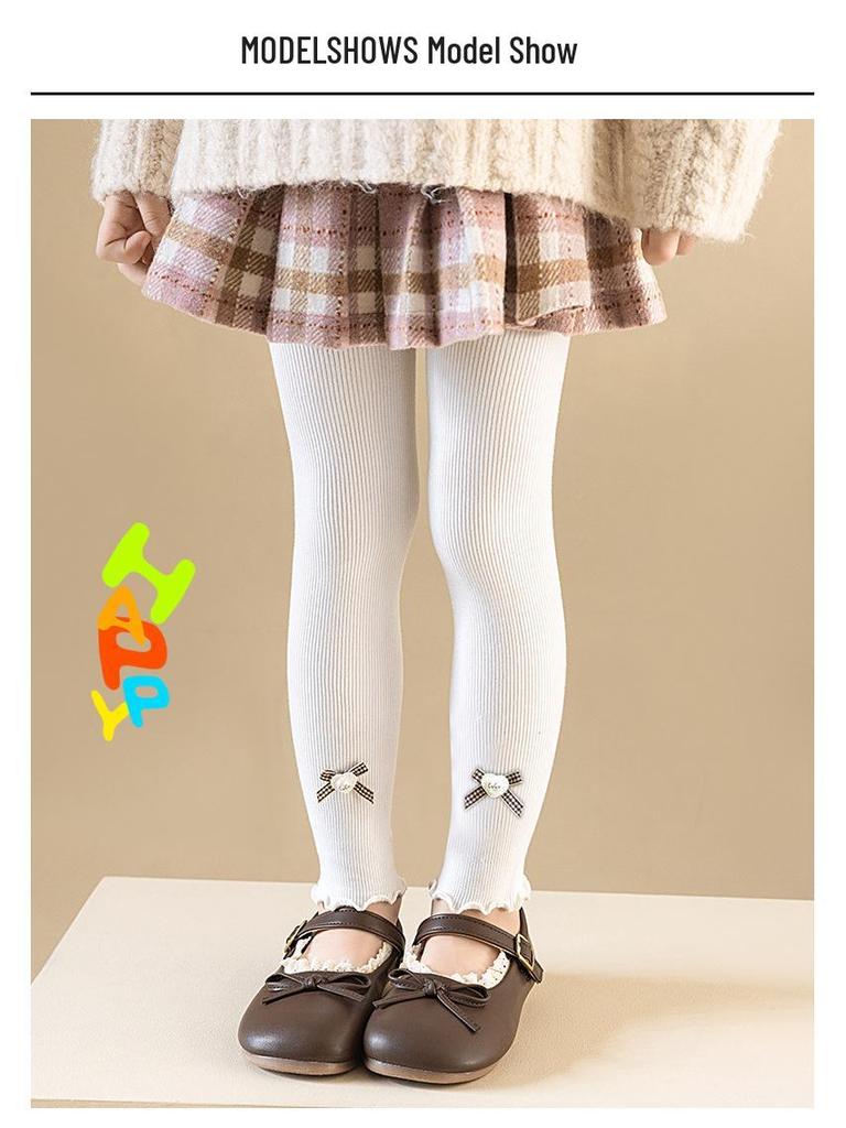 Girls' Heart Plaid Fleece Tights: Spring, Autumn, Winter - Toddler & Baby Layered Pants