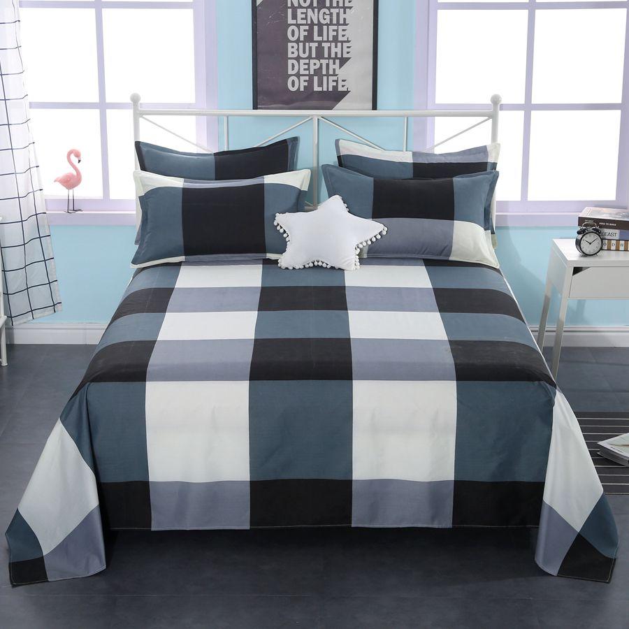 Simple Printed Simple Bed Sheet Single Piece Dormitory Pure Polyester Washed Cotton Single Double Bed Sheet