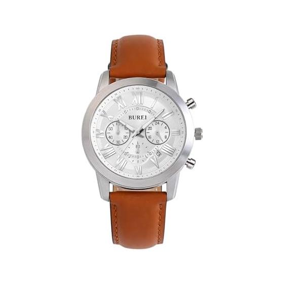 [BUREI] Men s Analog Quartz Waterproof Date Watch