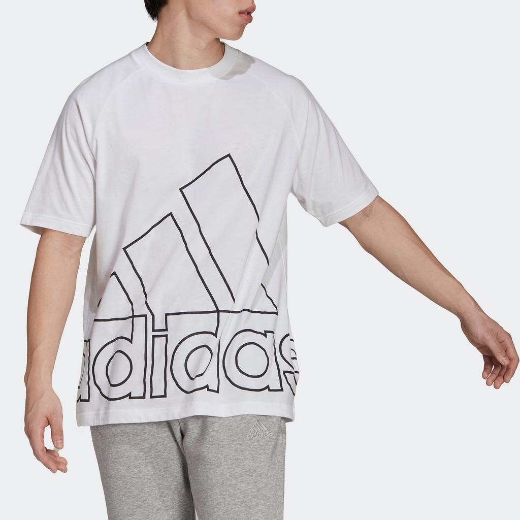 Adidas Big Logo Print Casual Sports Short Sleeve T-Shirt Unisex Tops White H60664