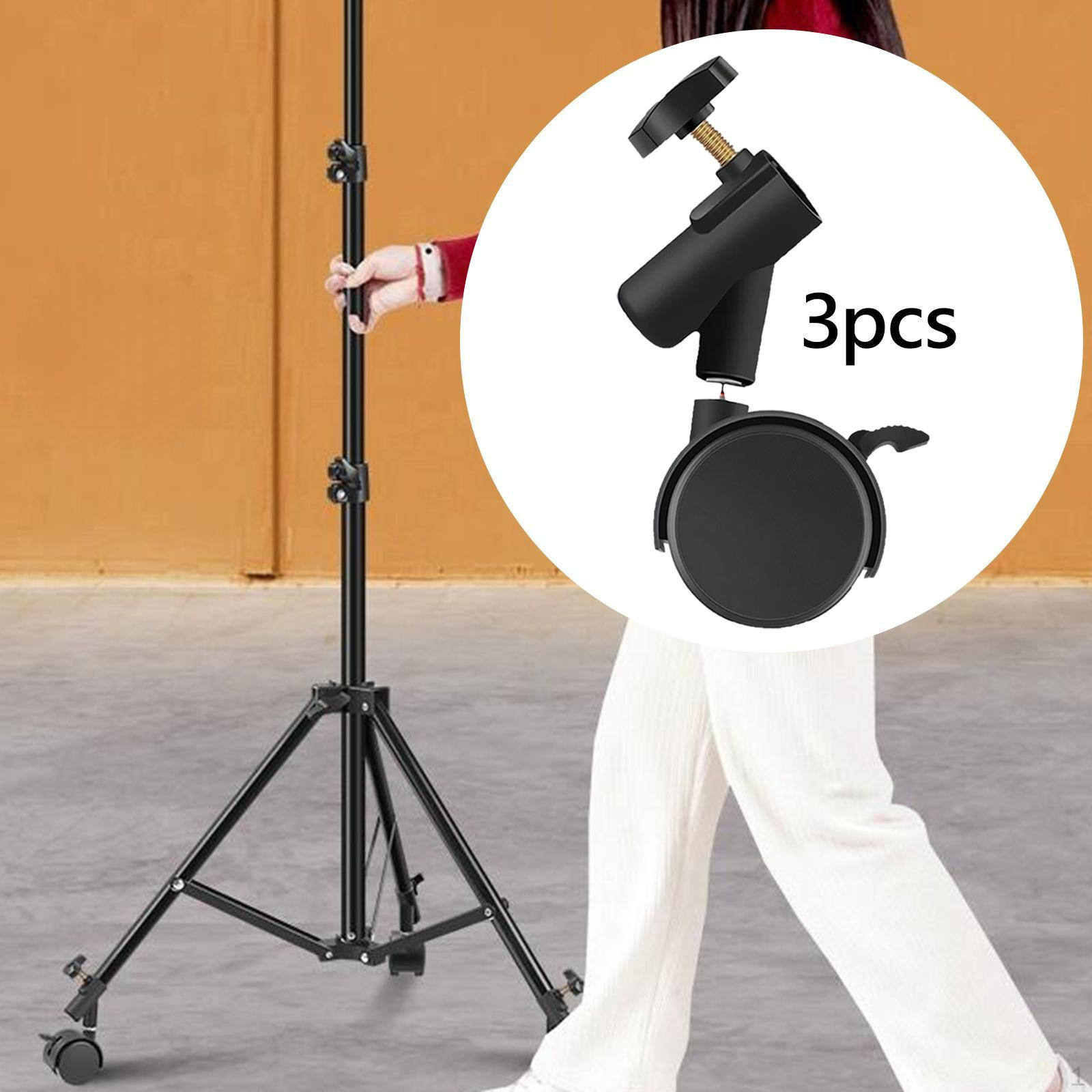 

3 шт. Подставка для света на колесах, черная, нейлоновая, для селфи, трансляций, прямых трансляций, студии 19 mm