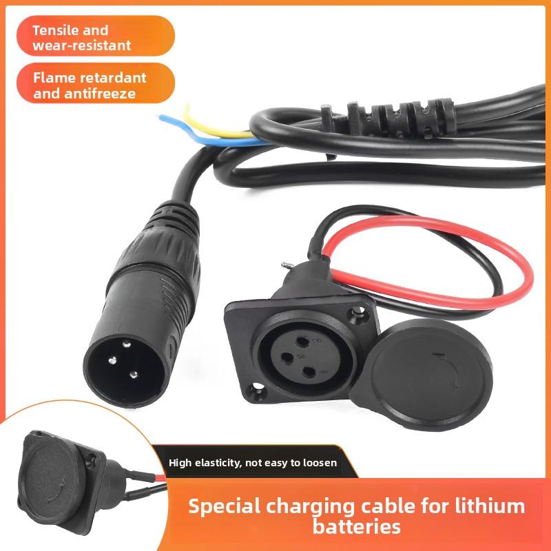 Three-hole round-head charging port socket, lithium battery vehicle power output cable, universal for electric charging cables