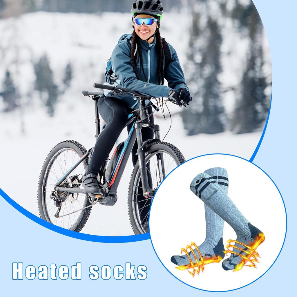 USB Heated Socks with 4 Heating Levels, Electric Foot Warmer for Men & Women in Skiing, Hiking & Winter Work