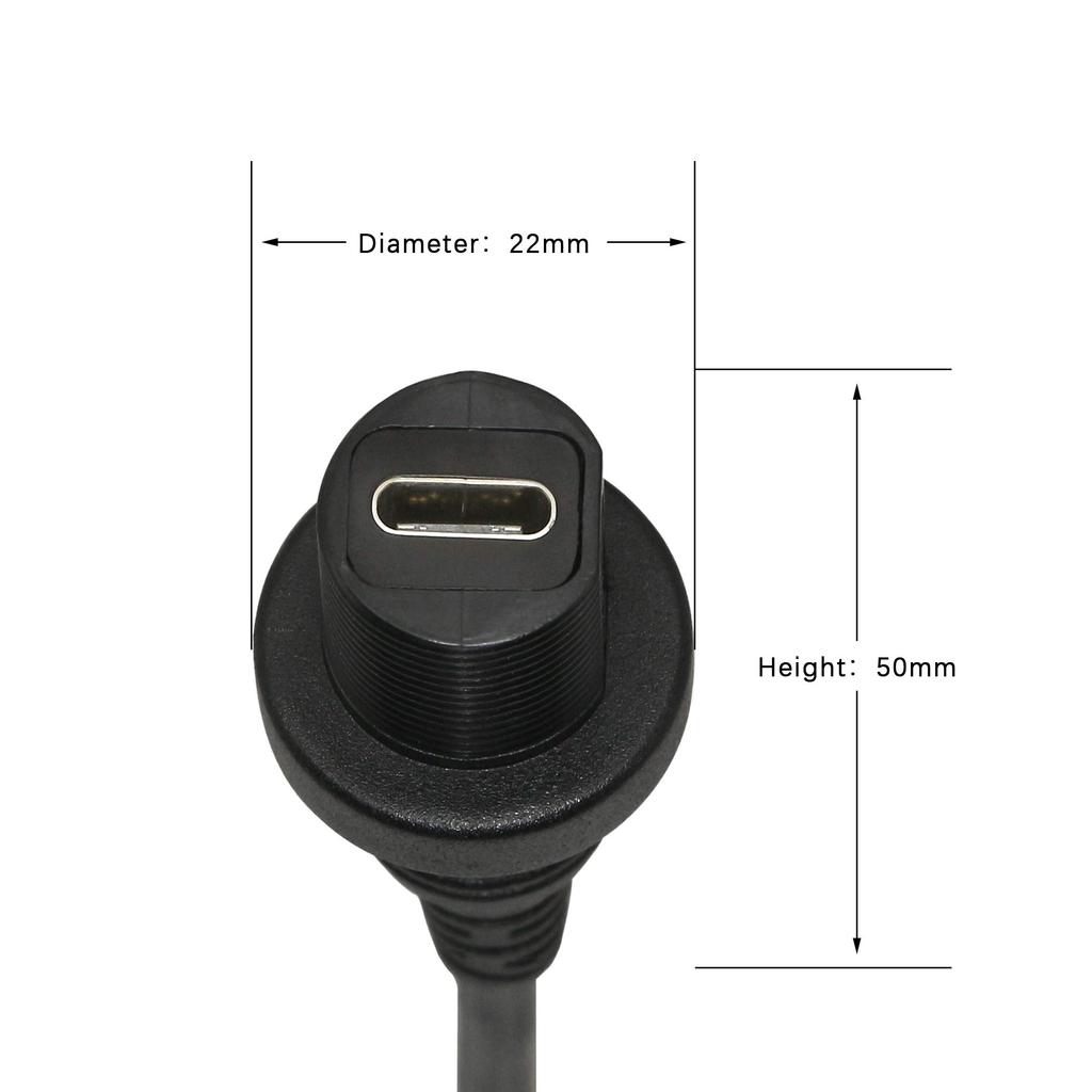 CERRXIAN Gold Plated USB Type C 3.1 Extension Dash Flash Cable for Car, Boat, Motorcycle, Truck Dashboard (USB-C 3.1) 30cm