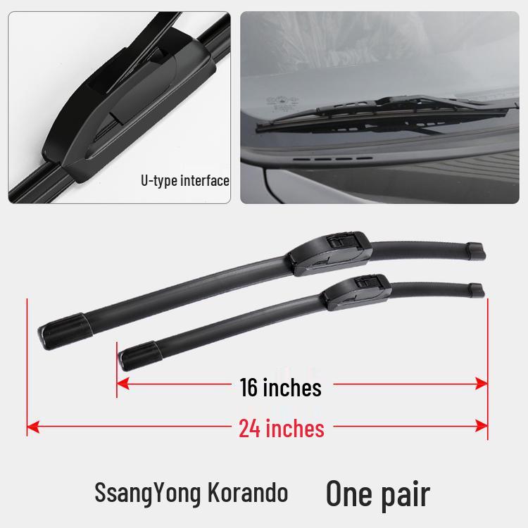 Bone-Free Wiper Blades for SsangYong Korando - Front & Rear Universal Fit