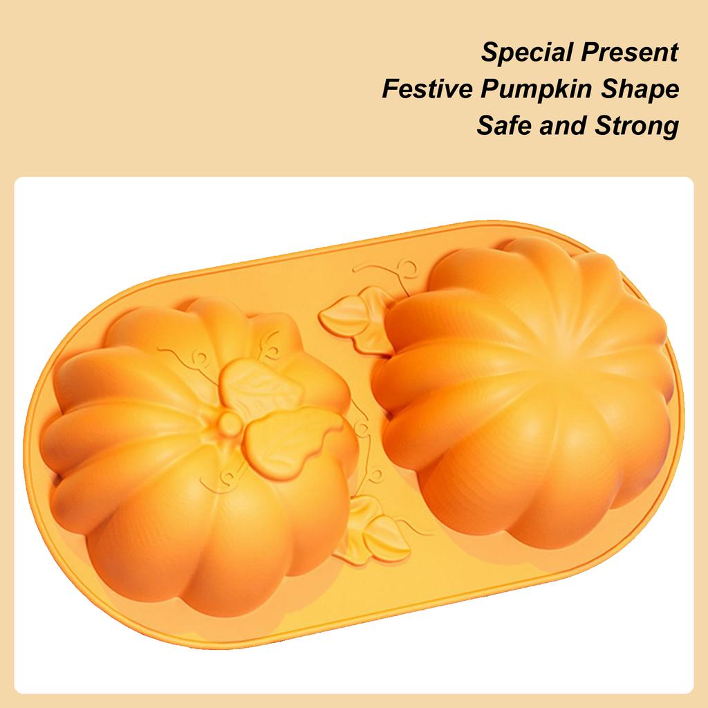 Cake Molds For Baking Silicone Pumpkin Shape Fondant Molds 2-Cavity Easy Demoulding Chocolate Mould For Cake Pudding Jelly