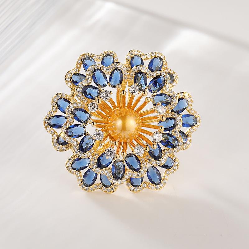 Bo Xin Yun Luxury Zirconia Peony  Begonia Floral Brooch Pin