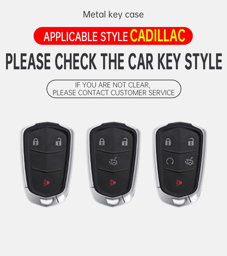 AASL1 Car Key Case Cover For Cadillac Xt5 XTS CTS SRX ATSL XT4 CT6 ATS Escalade ESV DTS ELR STS 2014-2018 Zinc Alloy Leather Keychain