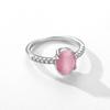 Genuine 925 Sterling Silver Fashion Romantic Oval Pink Opal Finger Ring For Women Girls Charm Party Fine Jewelry Gifts