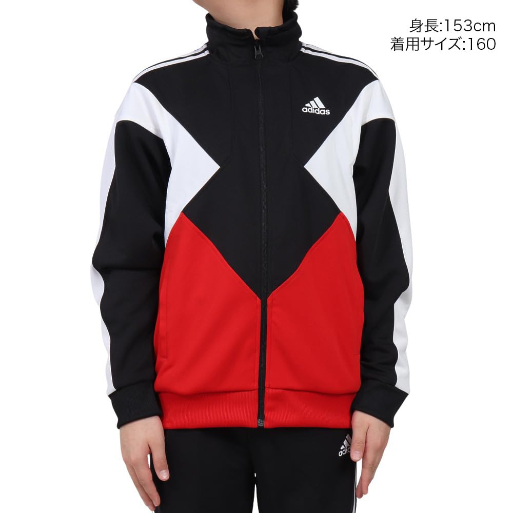 Adidas KPX86 Track Top In Kids' Must-Have Loose-Fit Color-Block Double-Knit Black/Better Scarlet/White (JP4893)