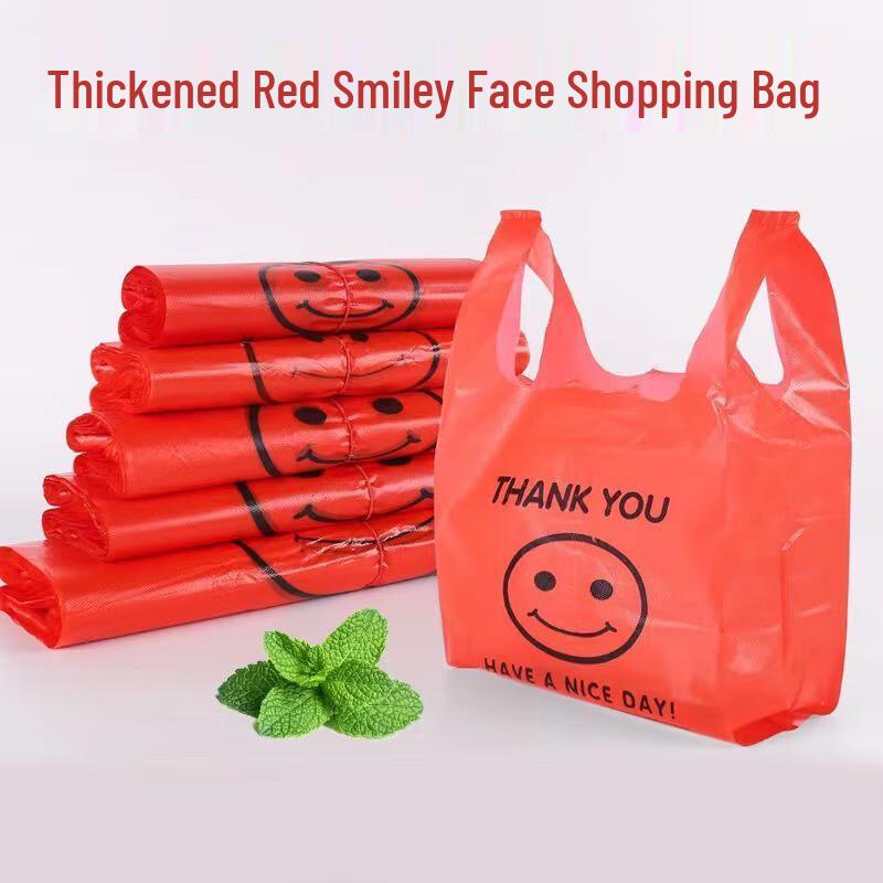 Red Smiley Face Disposable Vest Bag