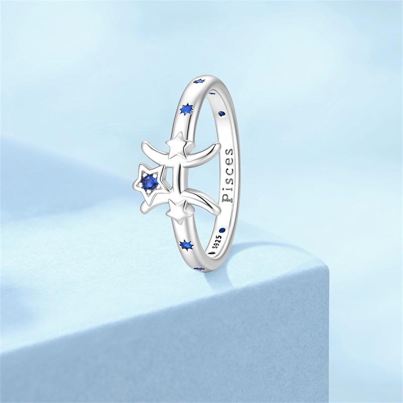 New 925 Silver Twelve Constellation Series Zircon Ring For Women Fit Wedding Party Jewelry Gifts
