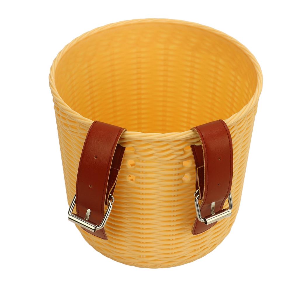 Lenkerkorb vorne Mehrzweck Simulation Rattan Runde Form Große Kapazität Fahrradkörbe Gelb