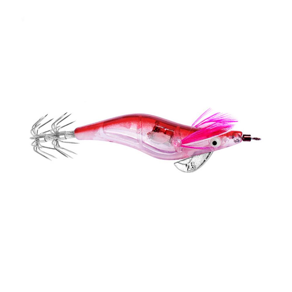 1 Stück LED Elektronischer Garnelenköder mit Leuchtschwanz & Jigkopf Tintenfischhaken für Nacht-Barschfischen Tiefwasser Harter Köder Langsam sinkend 260319
