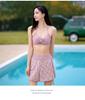 Korean Style Women's Three-Piece Swimsuit Set with Long Sleeve Sun Protection and Slimming Push-Up Features