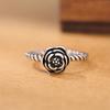 New Retro Personality Black Rose Creative Exquisite 925 Sterling Silver Jewelry Beautiful Flower Gift Opening Rings R072