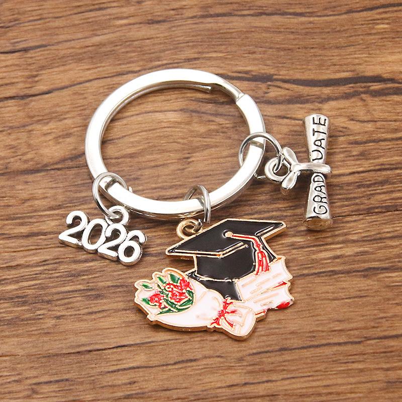 Doctoral Hat Graduation Cap Keychain 2026 Metal Pendant Gown Bag Keyring Fashionable Celebration Gift for College Students