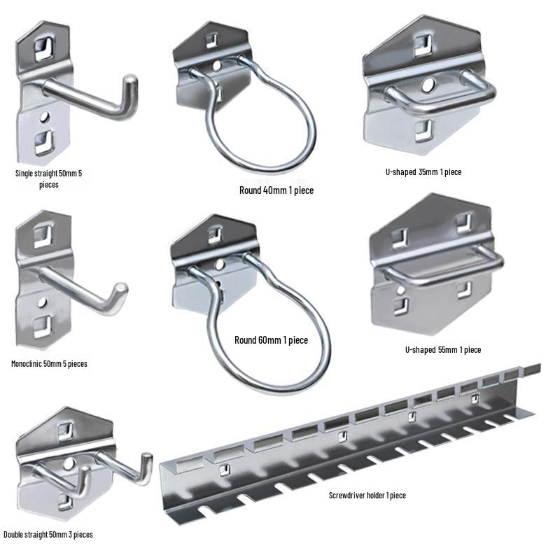 Square Hole Shelf Tool Rack with Hooks for Screwdrivers & Magnetic Strip