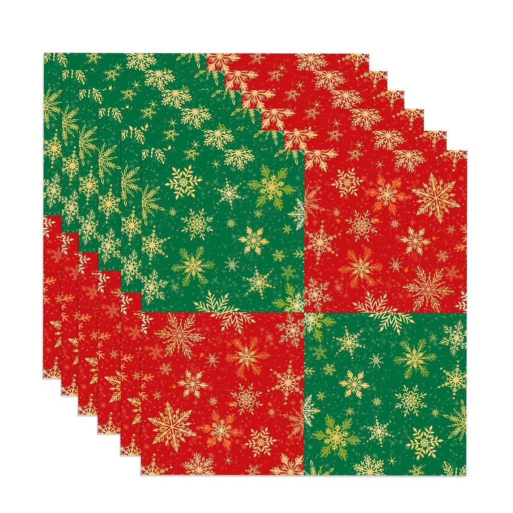 20pcs Festive Christmas Snowflake Napkins - Red & Green Holiday Tableware with Snowflake Patterns, Perfect for Holiday Parties
