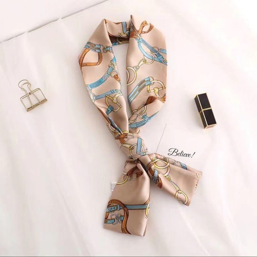 New scarf retro silk scarf printing simulation fashion versatile long scarf high sense Internet celebrity streamer decoration