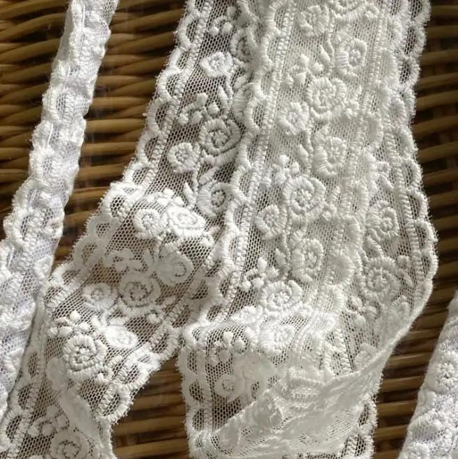 5 Yards/Lot 3,5 cm breit Qualität Baumwolle Rose Blume bestickt Rose Mesh Spitze Trim DIY Kleidung Hochzeit Kleid Kleidung Patchwork