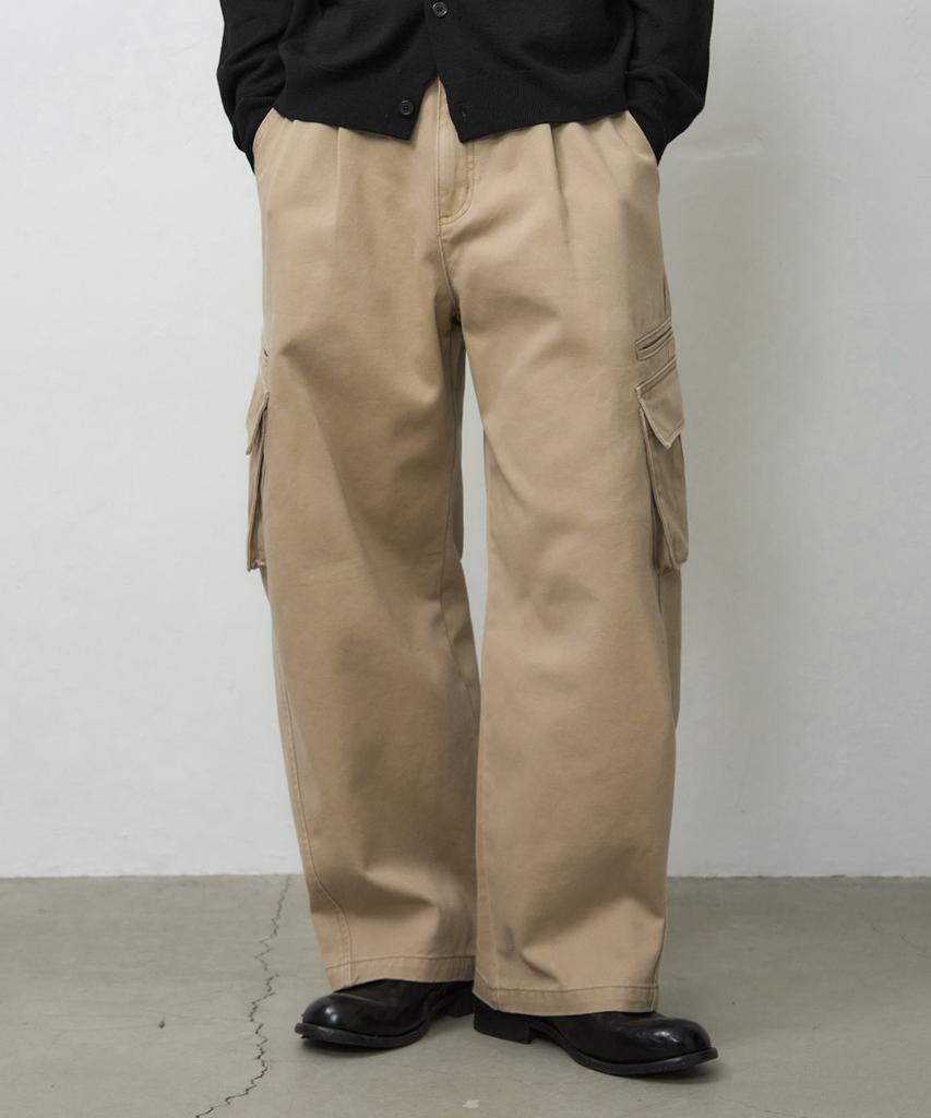 DRAW FIT Miles Washed Cotton Cargo Pants [Beige]