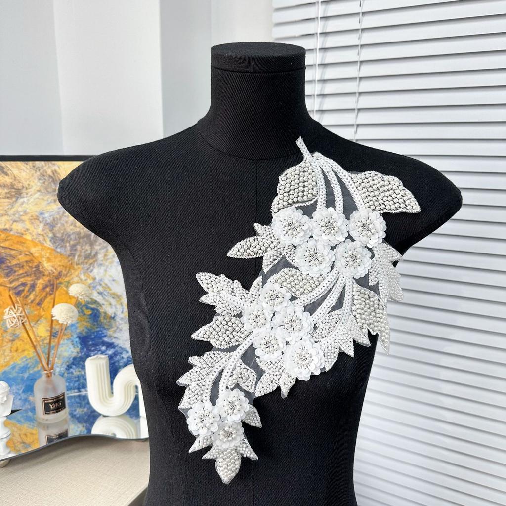 Mesh Sequin Embroidery Diy Applique Wedding Dress Dress Clothing Accessories Decorative Flower Cloth Sticker