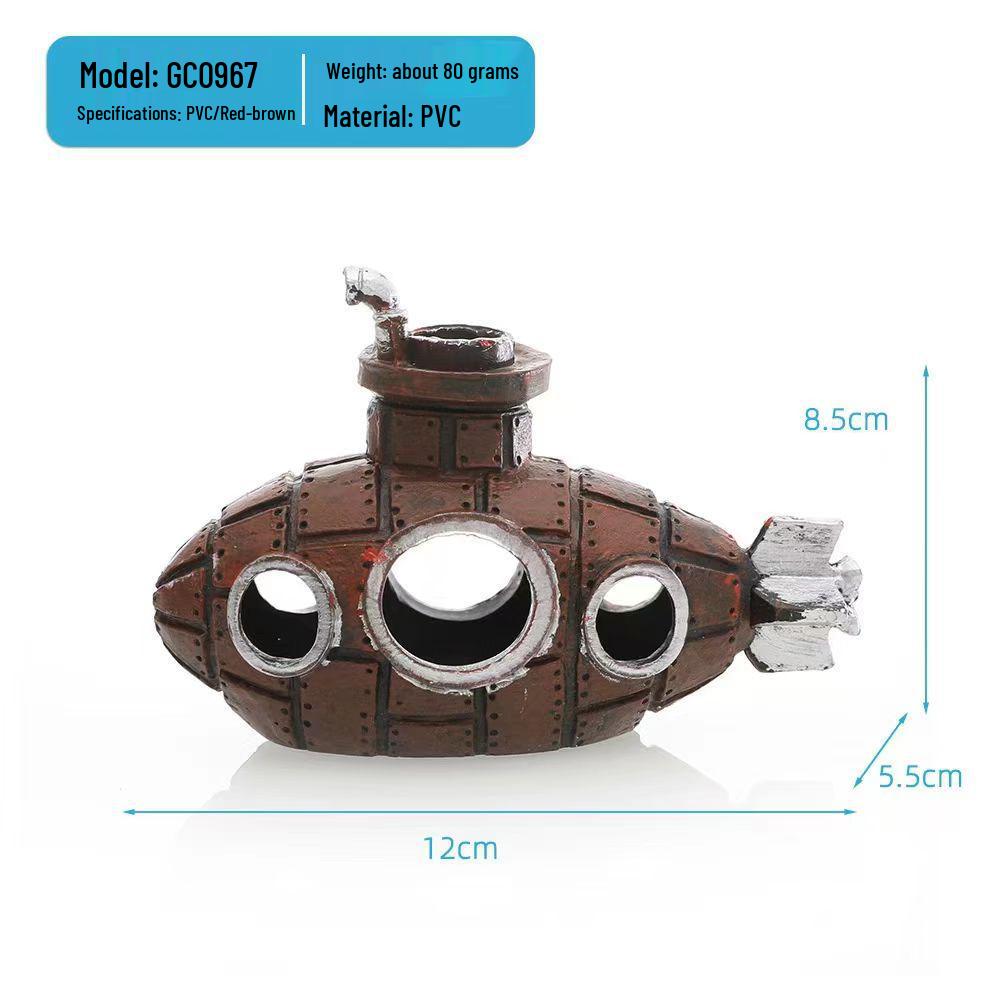 Hot-Selling PVC Submarine Aquarium Decoration: Fish & Shrimp Breeding Cave
