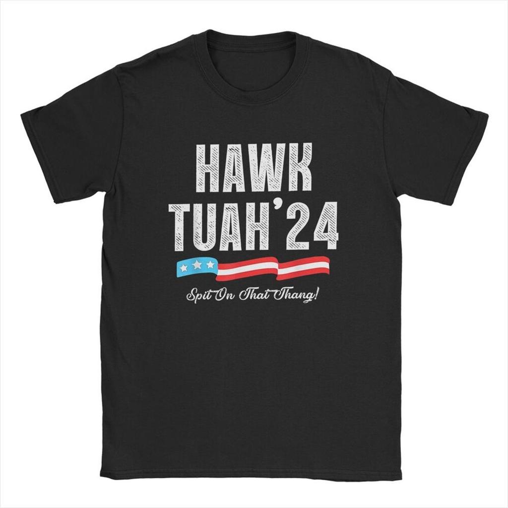 Men T-Shirt Hawk Tuah 24 Spit On That Thang Casual 100% Cotton Tee Shirt Short Sleeve Hawks T Shirt Crewneck Clothes 4XL