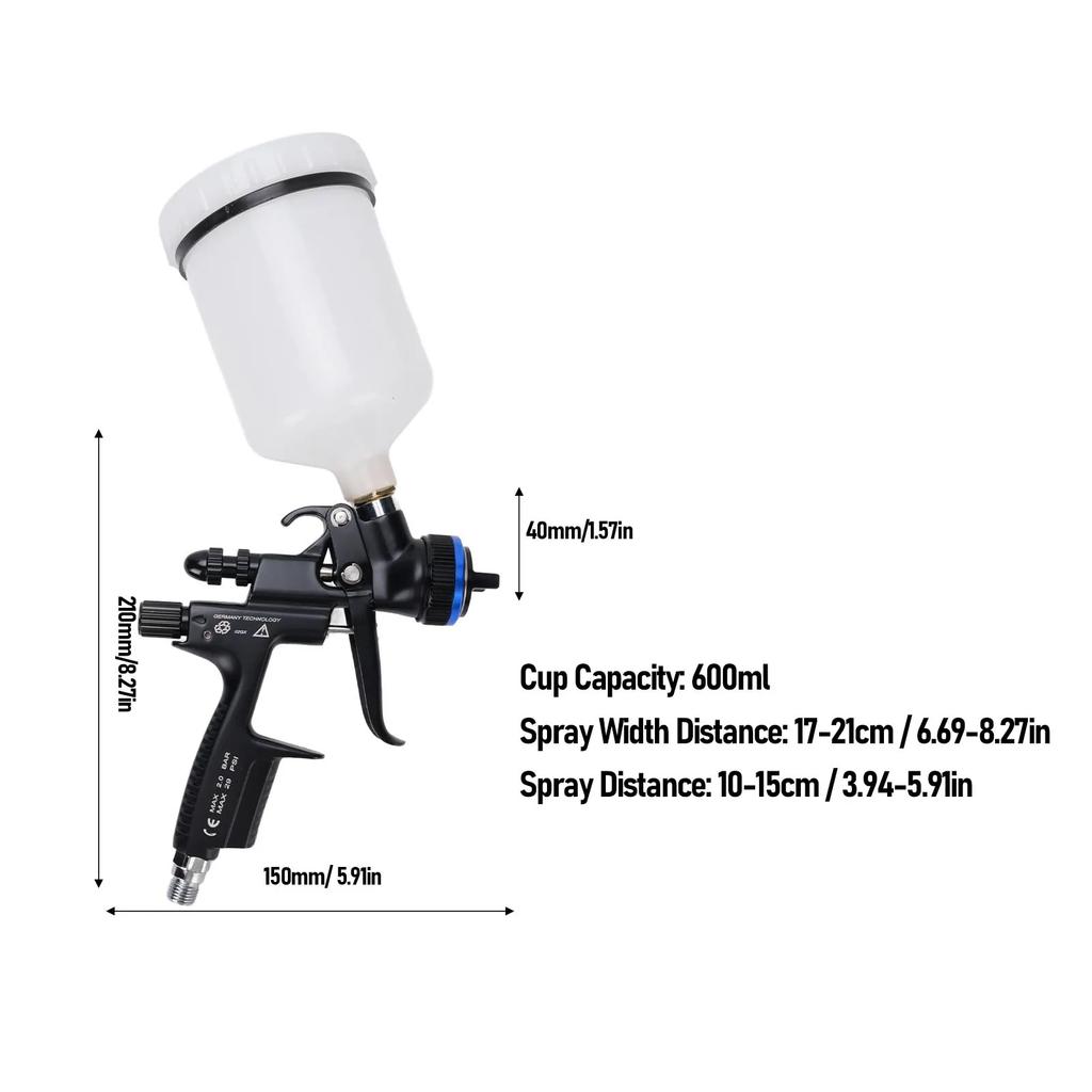 HVLP Spray Tool 4000B 600ml Cup 1.3mm Nozzle Air Paint Sprayer Tool Kit with Cleaning Brush for Furniture Walls Door
