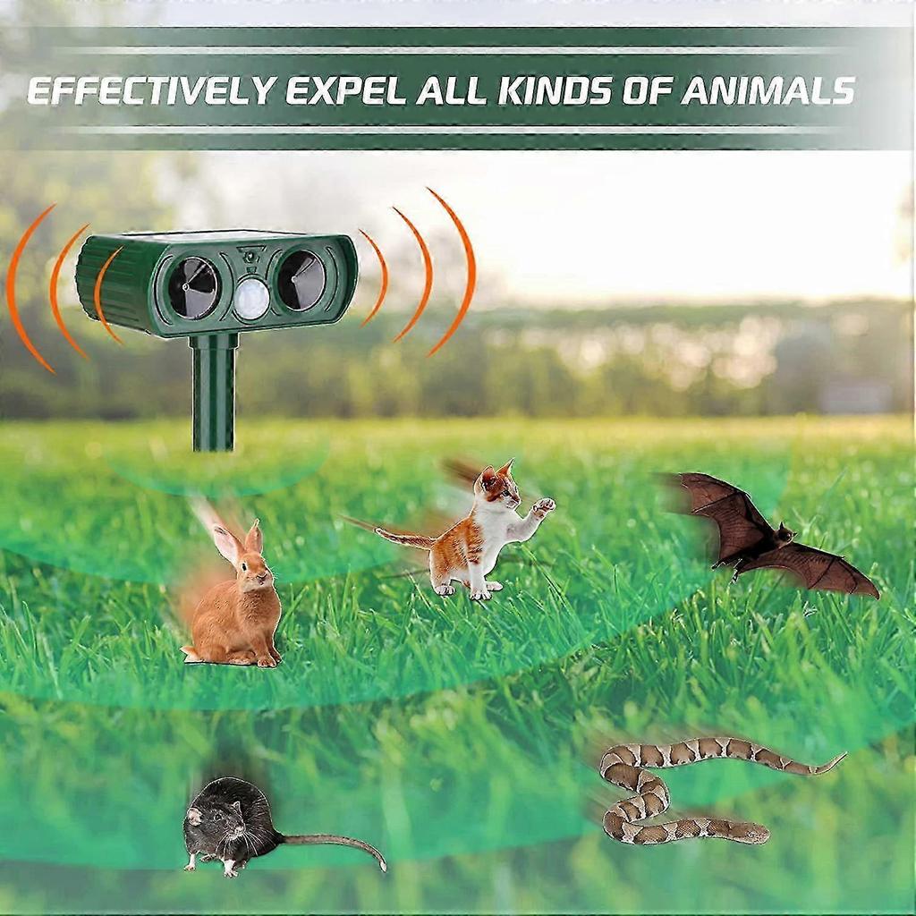 Ultrasonic Animal Repeller Outdoor, Solar Power Animal Repeller With Pir Motion, Waterproof Ultrasonic Pest Repeller Cat 25-26