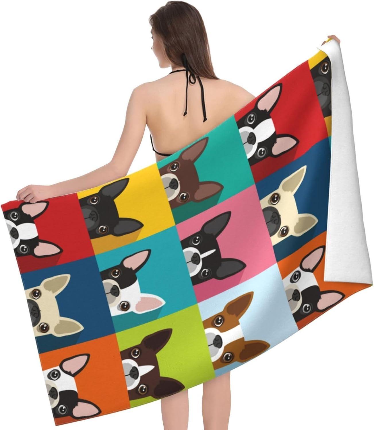

Cute Dogs pattern Beach Towel for Family stuff friends Gifts Quick-Dry Towel For Bath Yoga Tourism Beach GYM Camping Swimming W40*H60(CM)