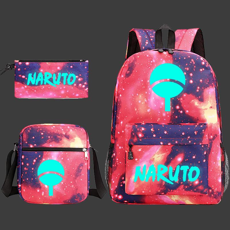 Large Capacity Schoolbag with Shoulder Strap; Student Three-piece Pencil Case Set