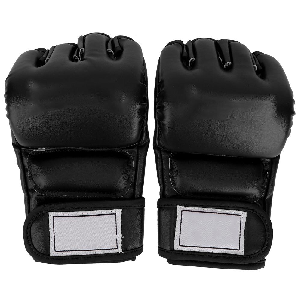 1Pair Man Male Half Finger Boxing Training Gloves Accessory for Kickboxing Sanda Muay Thai(black )