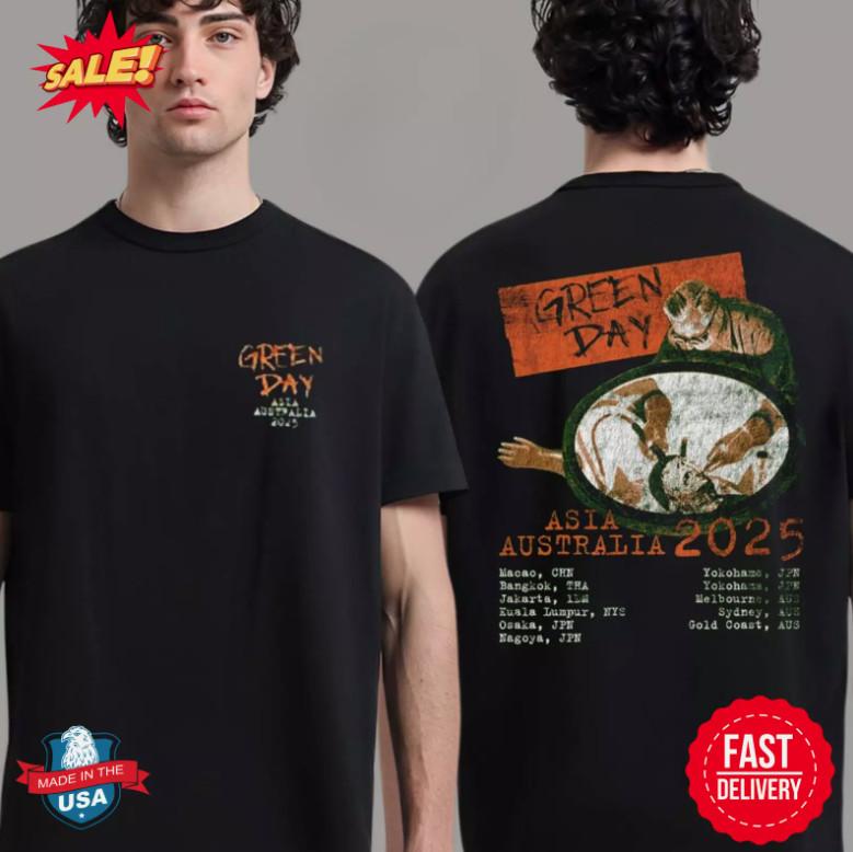 Green Day Asia And Australia 2025 Tour Merch Surgeon Artwork With Tour T-Shirt