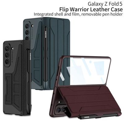 Custodia Flip Cover per Galaxy Z Fold5 con Pelle PU Premium Protezione PC Antiurto Disponibile in Più Colori