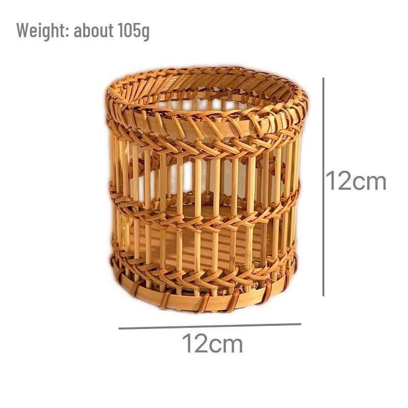 Autumn Rattan Weave Desktop Organizer: Pen Holder & Makeup Storage Box