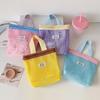 Ins Style Vibrant Bright Color Summer Mesh Tote Bag Small Cosmetic Bag Handbag Foldable Portable Toiletry Bag Women's Beach Bag
