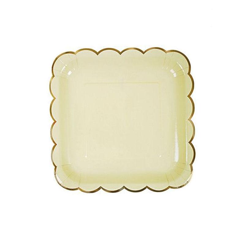 Disposable Paper Plate Lace Cups Hot Stamping Lace Dessert Paper Plates Tableware Wedding Happy Birthday Party Supplies