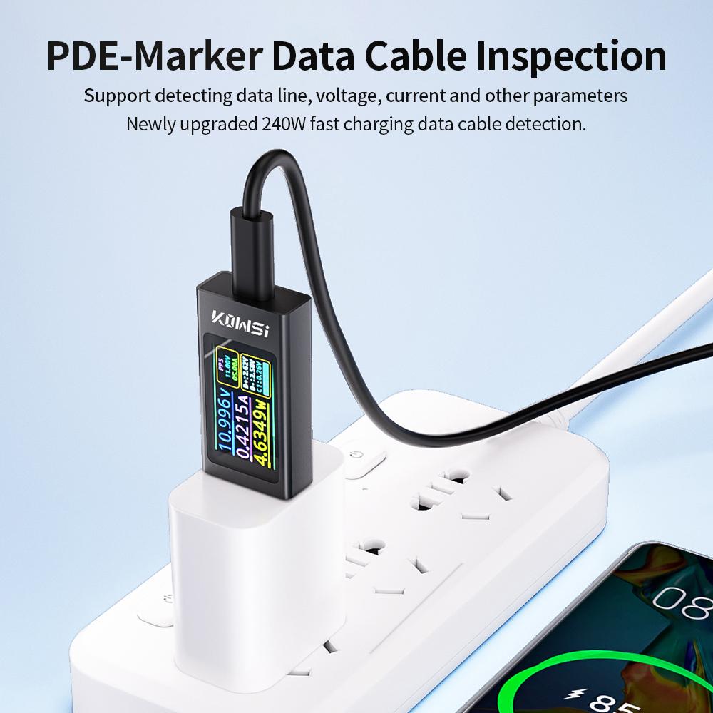 KWS-X1 Type C Voltage and Current Tester HD IPS Display Mobile Communication Terminal Fast Charge Trigger Meter DC 4-30V 0-12A
