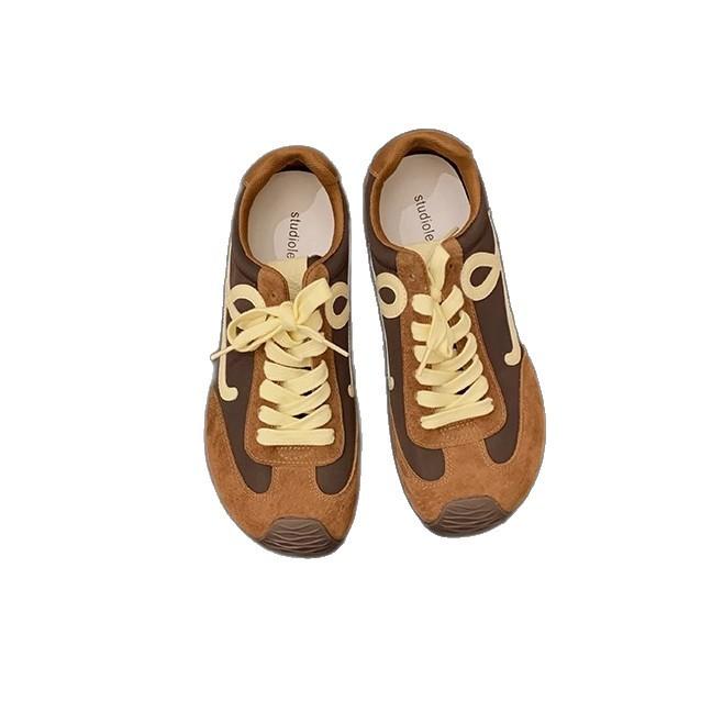 Wang Yibo's same 5cm inner height increase, casual color contrast splicing lace-up, new big head sports Forrest Gump training shoes for women