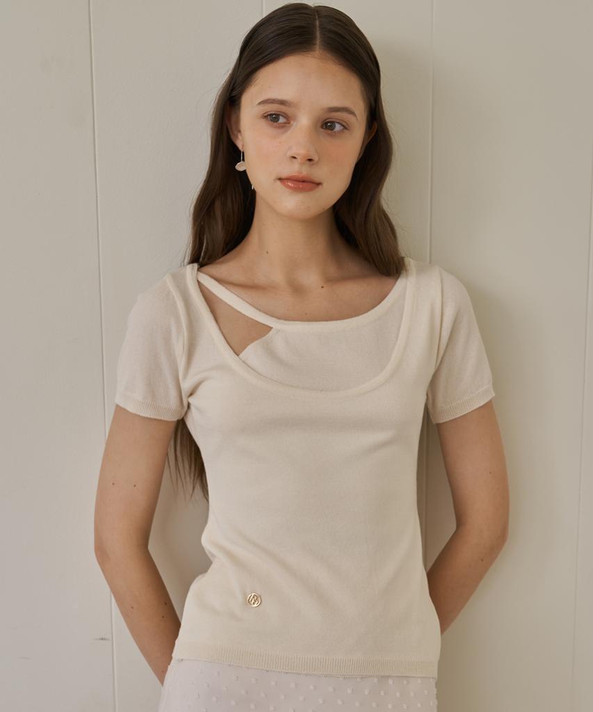 Peullobeu Unbal Neck Knit_Wh