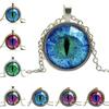 Vintage Jewelry Cat Eye Pendant Necklace Charm Rhinestone Chain Ethnic Necklace