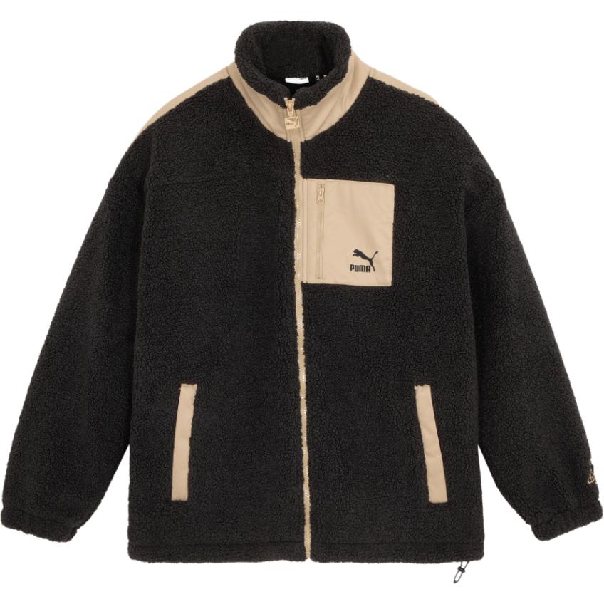 

Puma Logo Embroidered Outdoor Casual Sports Zipper Stand Collar Spliced Fleece Jacket Unisex Jacket Black 625525-01 M