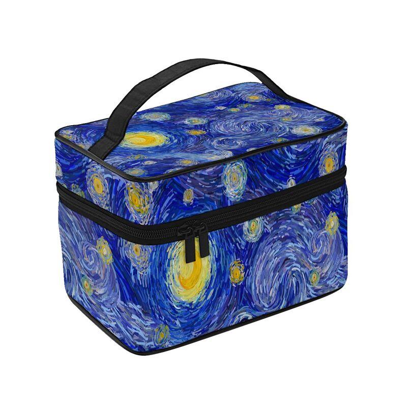 Vincent Van Gogh Cielo Azul Noche Estrellada Impresión Bolsa Organizadora de Maquillaje de Viaje Estuches Cosméticos Grandes Neceser para Niña Mujer Damas