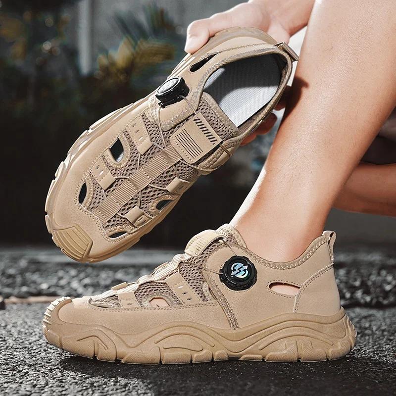 Fashion Men's Summer Breathable Outdoor Sports Shoes Hollow Out Casual Water-Proof Sandals Comfortable Beach Shoes Zapatos Para Hombre