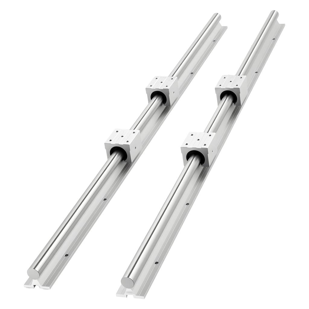 VEVOR Linear Rail Kit, SBR25, 2Pcs 1200 mm (47.24 inch) Linear Motion Guide Rails and 4Pcs Bearing Slide Blocks, Fully Supported Shaft, for Cutting